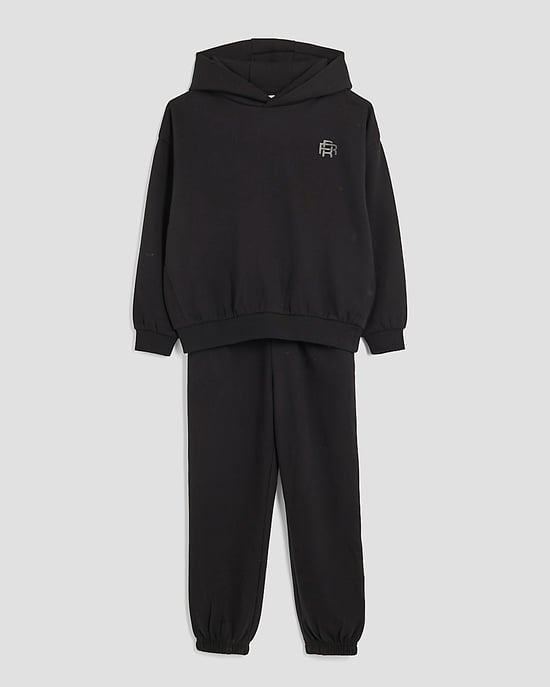 River Island Boys Hoodie & Joggers Set Black RR Oversized 2 Piece - Image 5