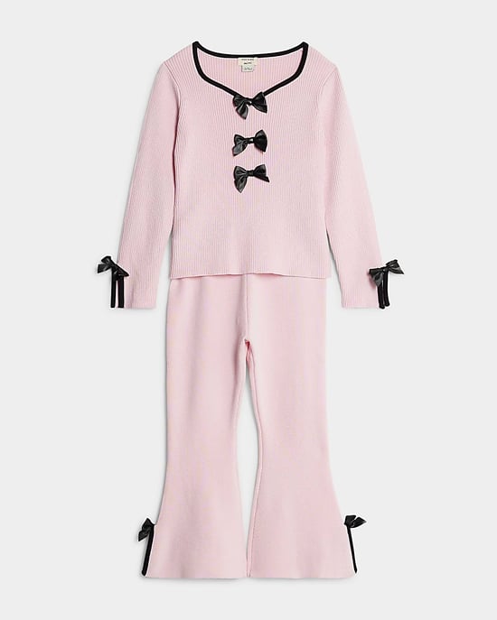 River Island Mini Girls Top & Trousers Set Pink Bow 2 Piece - Image 5