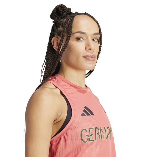 Women's adidas Team D Tank in Scarlet - Image 4