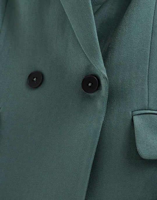 Vero Moda Tall tailored herringbone co-ord blazer in dark forest green - Image 3