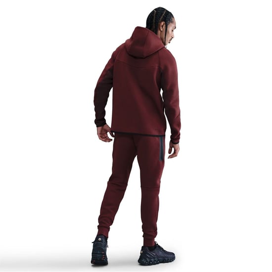 Men's Nike Tech Fleece Solid Patterned Joggers in Red/Black - Image 4
