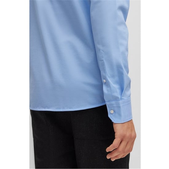 Men's Boss Joe Button Down Collar Long Sleeve Oxford Shirt in Pastel Blue - Image 4