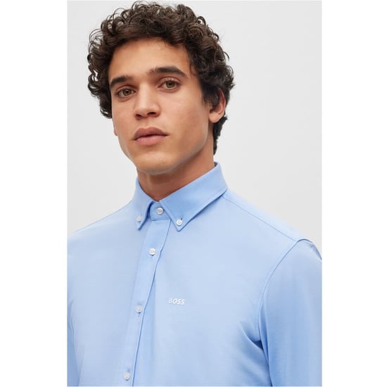 Men's Boss Joe Button Down Collar Long Sleeve Oxford Shirt in Pastel Blue - Image 5