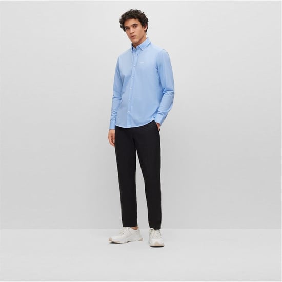 Men's Boss Joe Button Down Collar Long Sleeve Oxford Shirt in Pastel Blue - Image 6