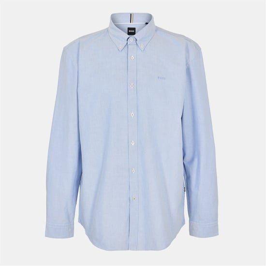 Men's Boss Plain Long Sleeve Shirt in Light/Pstl Blue - Image 1