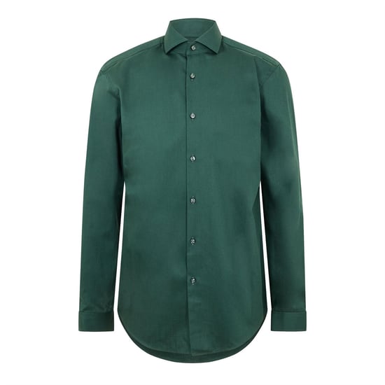 Men's Boss Spread Collar Long Sleeve Oxford Shirt in Green - Image 1