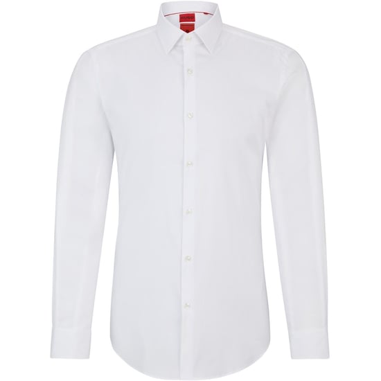 Men's Boss Slim Fit Long Sleeve Collared Oxford Shirt in Open White - Image 1