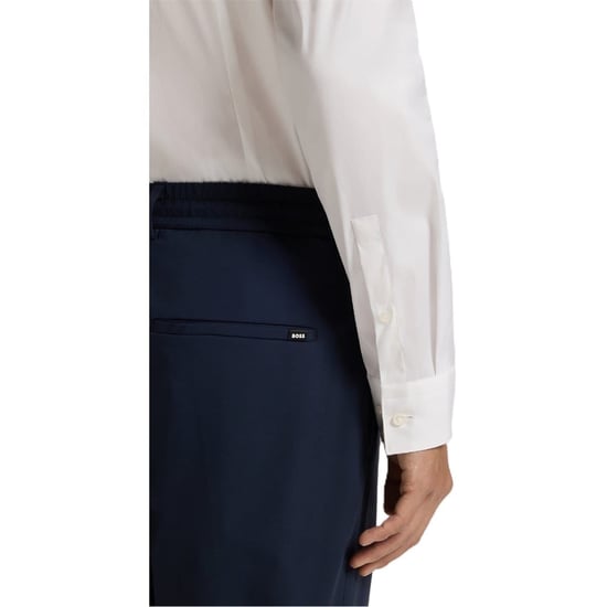 Men's Boss Point Collar Long Sleeve Regular Fit Oxford Shirt in White - Image 4