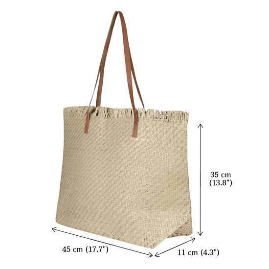 Large Woven Straw Beach Bag - Open-Top Summer Tote in Cream - Image 4