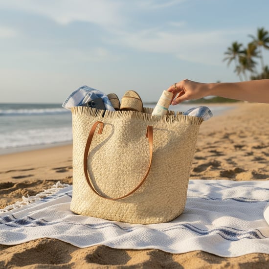 Large Woven Straw Beach Bag - Open-Top Summer Tote in Cream - Image 6