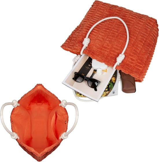 Womens Large Beach Bag, Waterproof Summer Tote - Magnetic Closure in Orange - Image 5