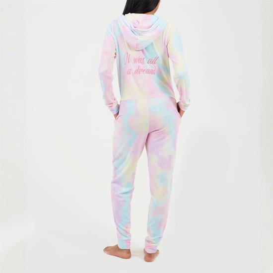 Women's Brave Soul Tie Dye Slim Fit Onesie With Back Embroidery in Tie Dye/Pink - Image 2