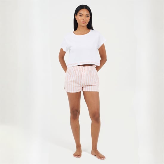 Women's Brave Soul Lounge Set in White/Peach - Image 4
