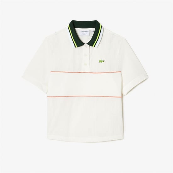 Women's Lacoste Collared Short Sleeve Polo Shirt in Flour - Image 1
