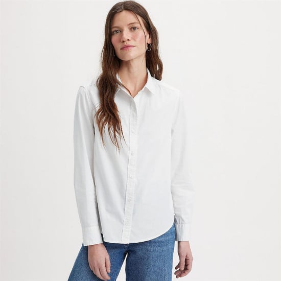 Women's Levis Collared Neck Long Sleeve Regular Fit Shirt in Bright White - Image 2