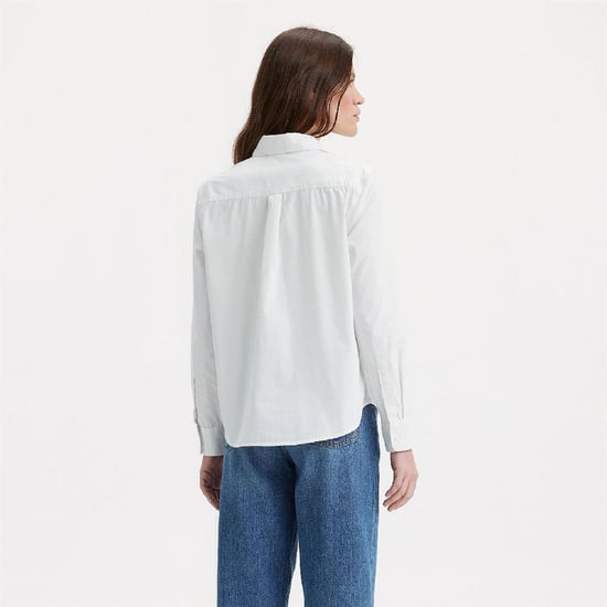 Women's Levis Collared Neck Long Sleeve Regular Fit Shirt in Bright White - Image 4