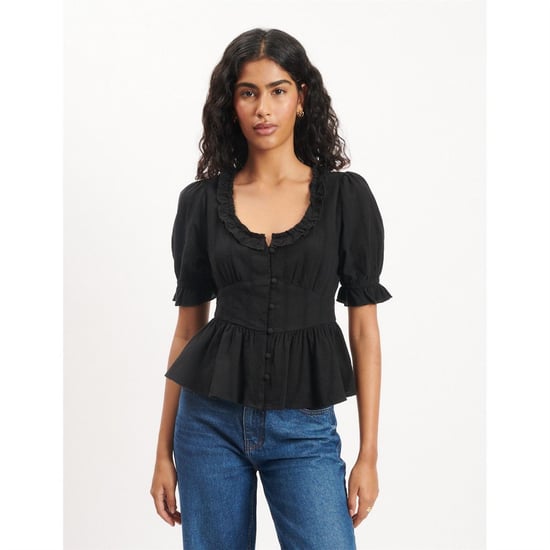 Women's Nobodys Child Blouse Plain in Black - Image 1