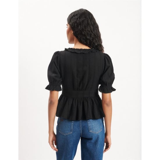Women's Nobodys Child Blouse Plain in Black - Image 2