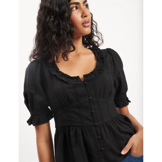 Women's Nobodys Child Blouse Plain in Black - Image 4