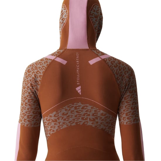 Women's adidas Hooded Neck Raglan Sleeve Tech Sweatshirt in Brown - Image 4