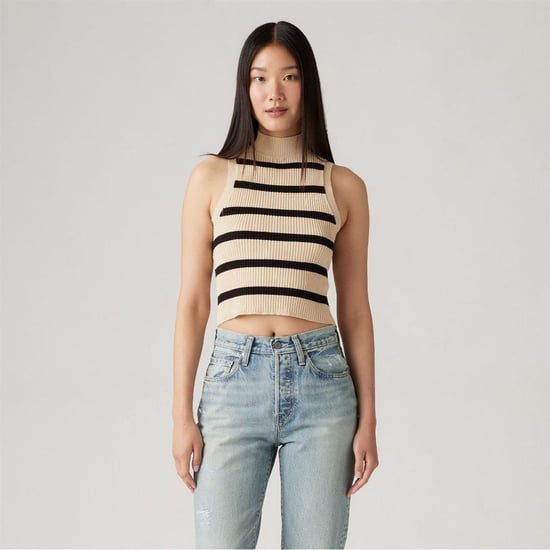 Women's Levis Tulip Mock Neck Sleeveless Box Tank in Creme Brulee - Image 2