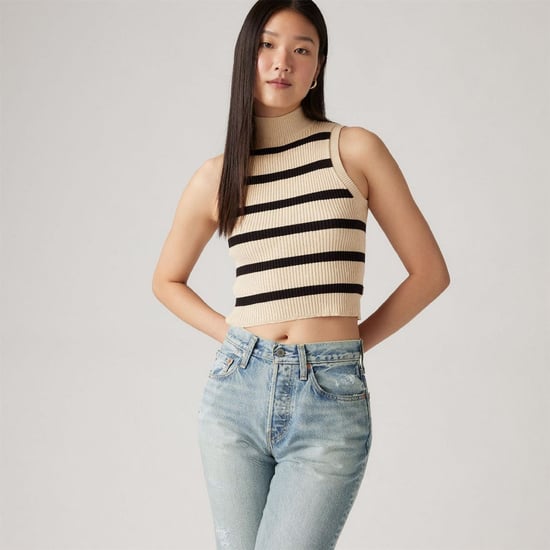 Women's Levis Tulip Mock Neck Sleeveless Box Tank in Creme Brulee - Image 6