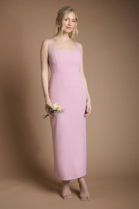 Sleeveless Square Neck Bow Back Midaxi Bridesmaid Dress - Image 1