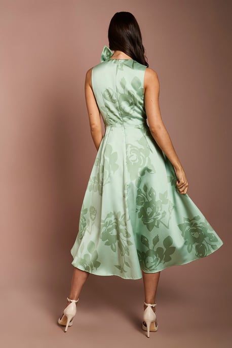Bow Detail Pleat Midi Dress - Image 3