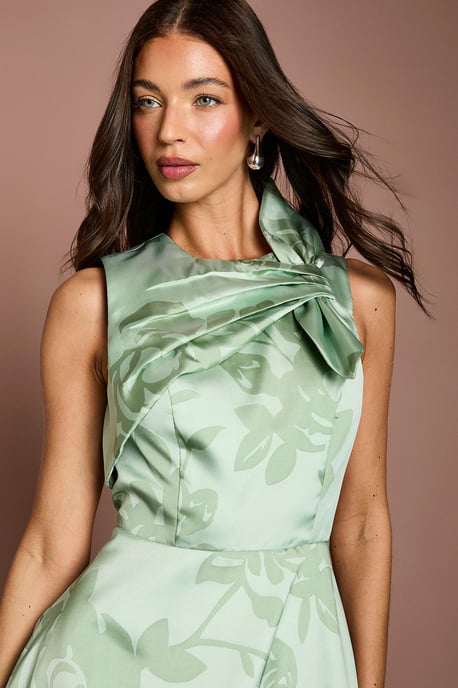 Bow Detail Pleat Midi Dress - Image 4