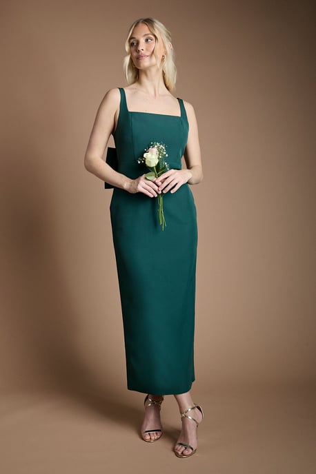 Sleeveless Square Neck Bow Back Midaxi Bridesmaid Dress - Image 1
