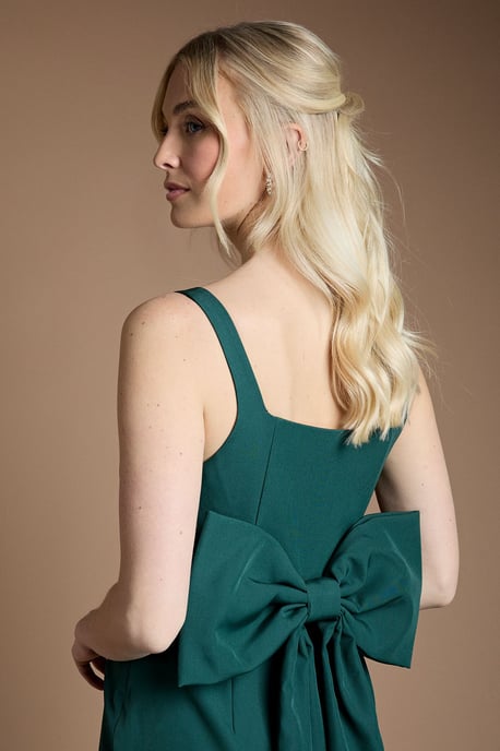 Sleeveless Square Neck Bow Back Midaxi Bridesmaid Dress - Image 4