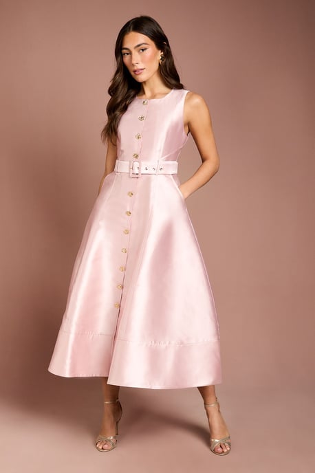 Button Through Belted Prom Dress - Image 1