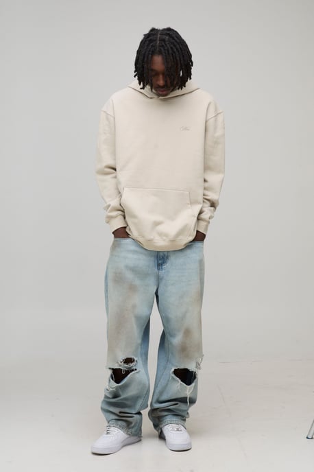 Stone Oversized Tonal Tiger Print Hoodie - Image 4