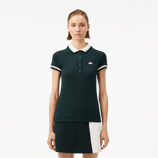 Women's Lacoste Sht Sleeved in Sinople/Flour - Image 2