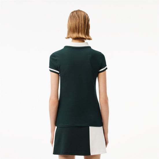 Women's Lacoste Sht Sleeved in Sinople/Flour - Image 4