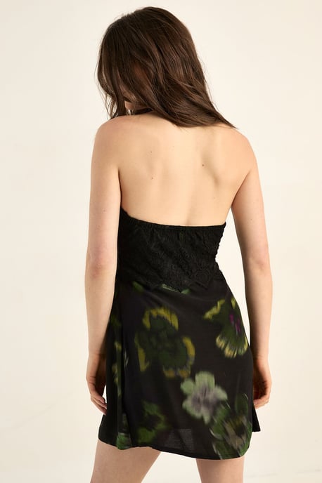 Floral Lace Overlay Halter Neck Mini Dress - Image 4
