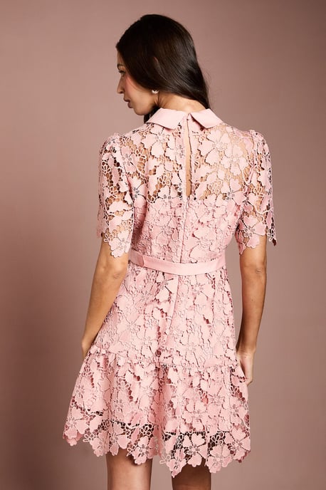 Lace Shirt Mini Belted Dress - Image 3