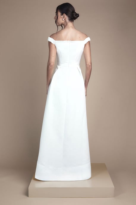 Bardot Fit and Flare Hi Low Hem Maxi Wedding Dress - Image 3