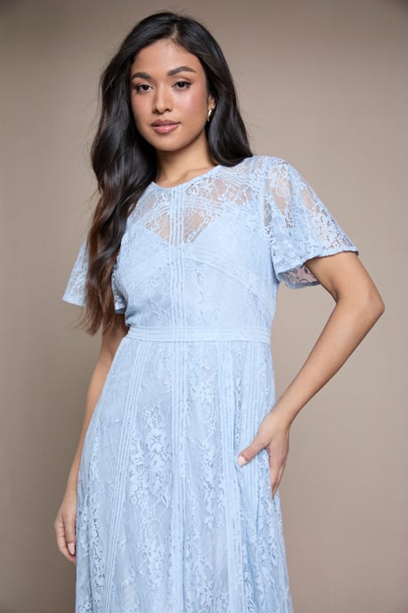 Petite Angel Sleeve Lace Bridesmaid Dress - Image 4