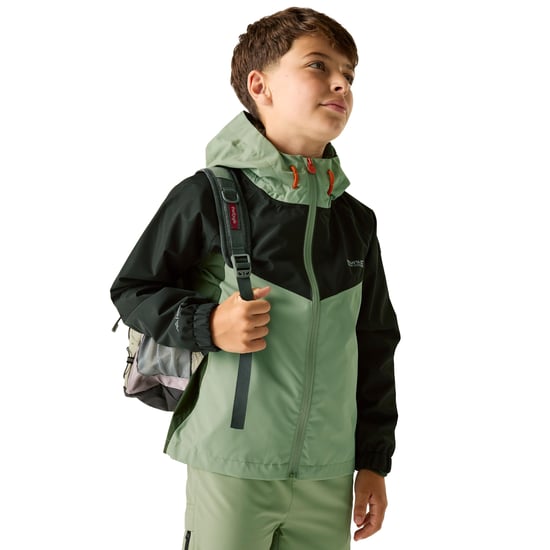 Regatta Hanleigh Waterdichte Jas voor Kinderen/Kinderen (Sage/Zwart/Donkere Khaki) - Image 4