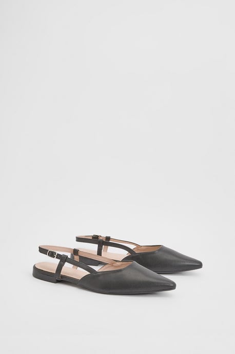 Briony Faux Leather Pointed Slingback Flat Shoes - Image 1