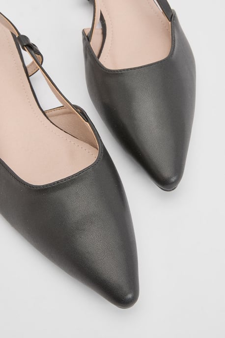 Briony Faux Leather Pointed Slingback Flat Shoes - Image 3