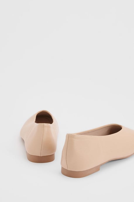 Seraphina Faux Leather High Cut Square Toe Padded Ballet Pumps - Image 2