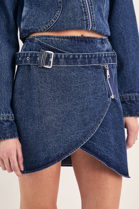 Belted Denim Mini Skirt - Image 2