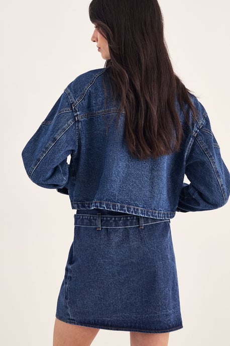 Belted Denim Mini Skirt - Image 3
