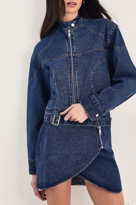 Belted Denim Mini Skirt - Image 4