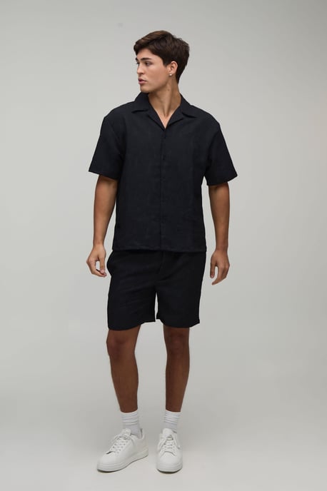 Palm Crinkle Oversized Shirt & Relaxed Short Set - Image 4