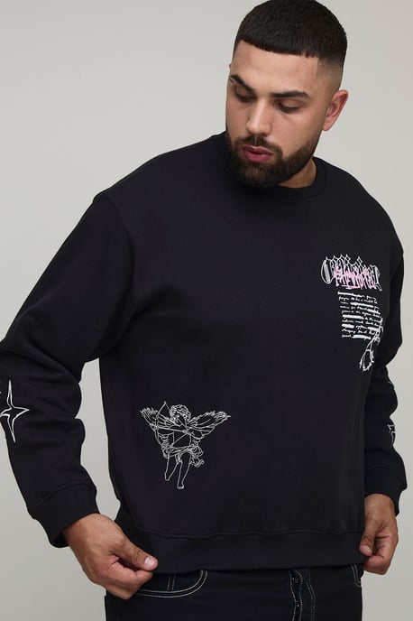 Plus Oversized Boxy Renaissance Print Sweatshirt - Image 1