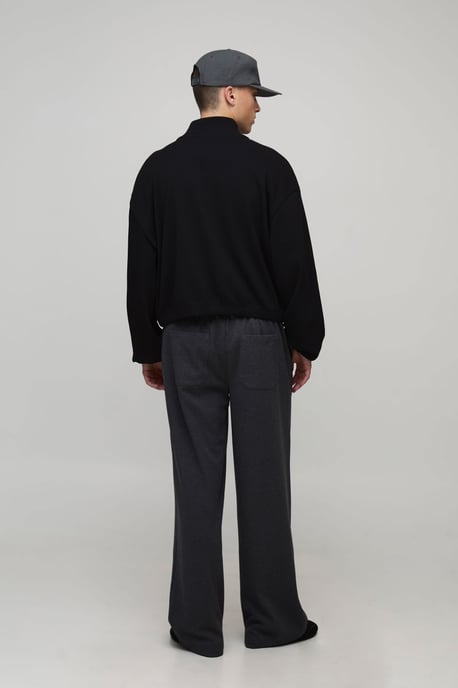 Oversized Boxy Rib Jersey Funnel Neck Track Top - Image 2