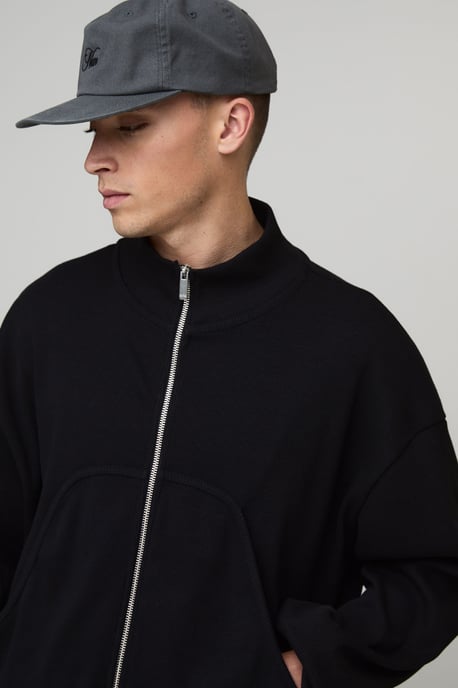 Oversized Boxy Rib Jersey Funnel Neck Track Top - Image 3